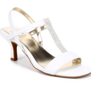 Naturalize Elegant White and Gold Women's Heels